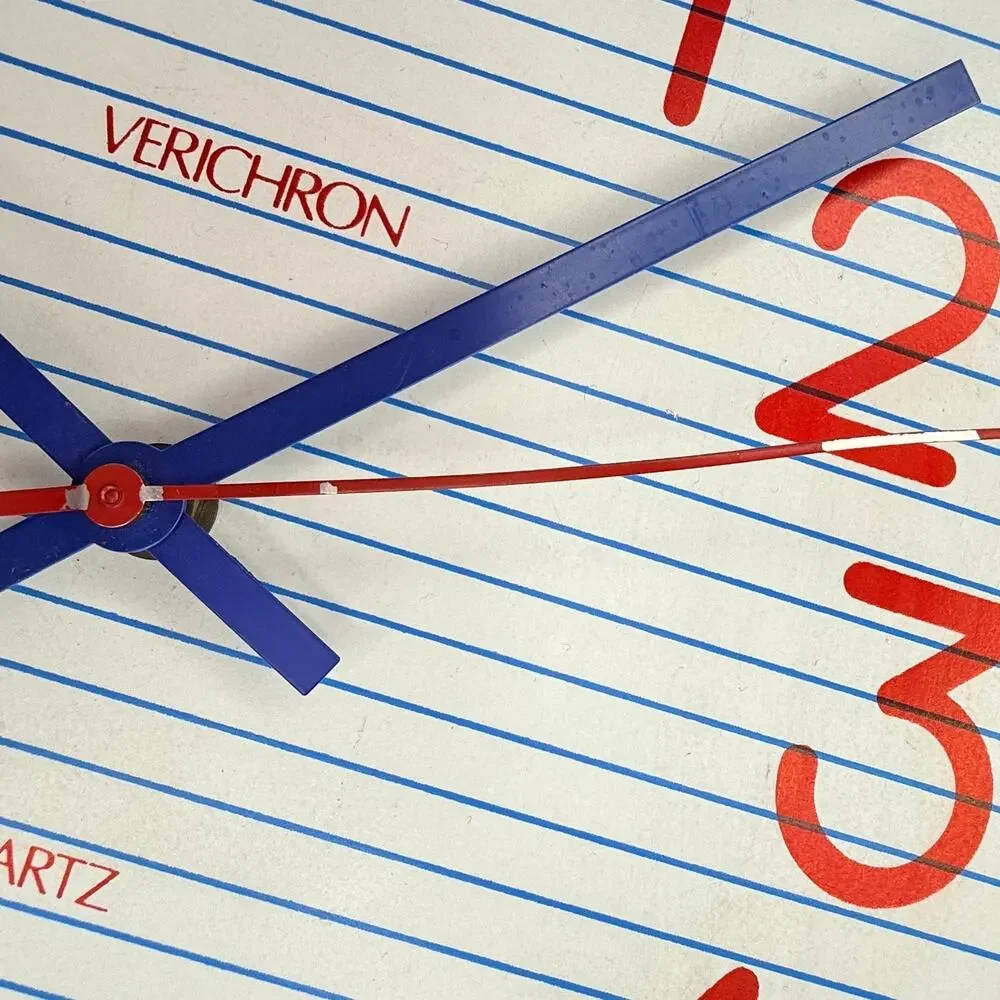 Vintage 1980s Verichron Pencil Wall Clock WORKING Retro Teacher Classroom Decor